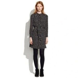 MADEWELL Paint Dot Shirt Dress Womens Size XS Black/Cream/Peach